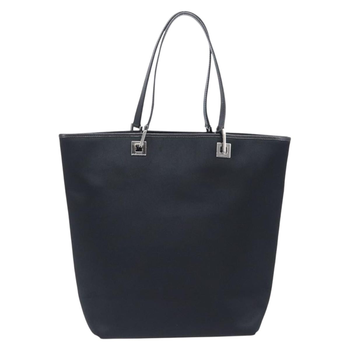 GUCCI Tote Bag Nylon Black Silver 002 1098 Auth BA16099