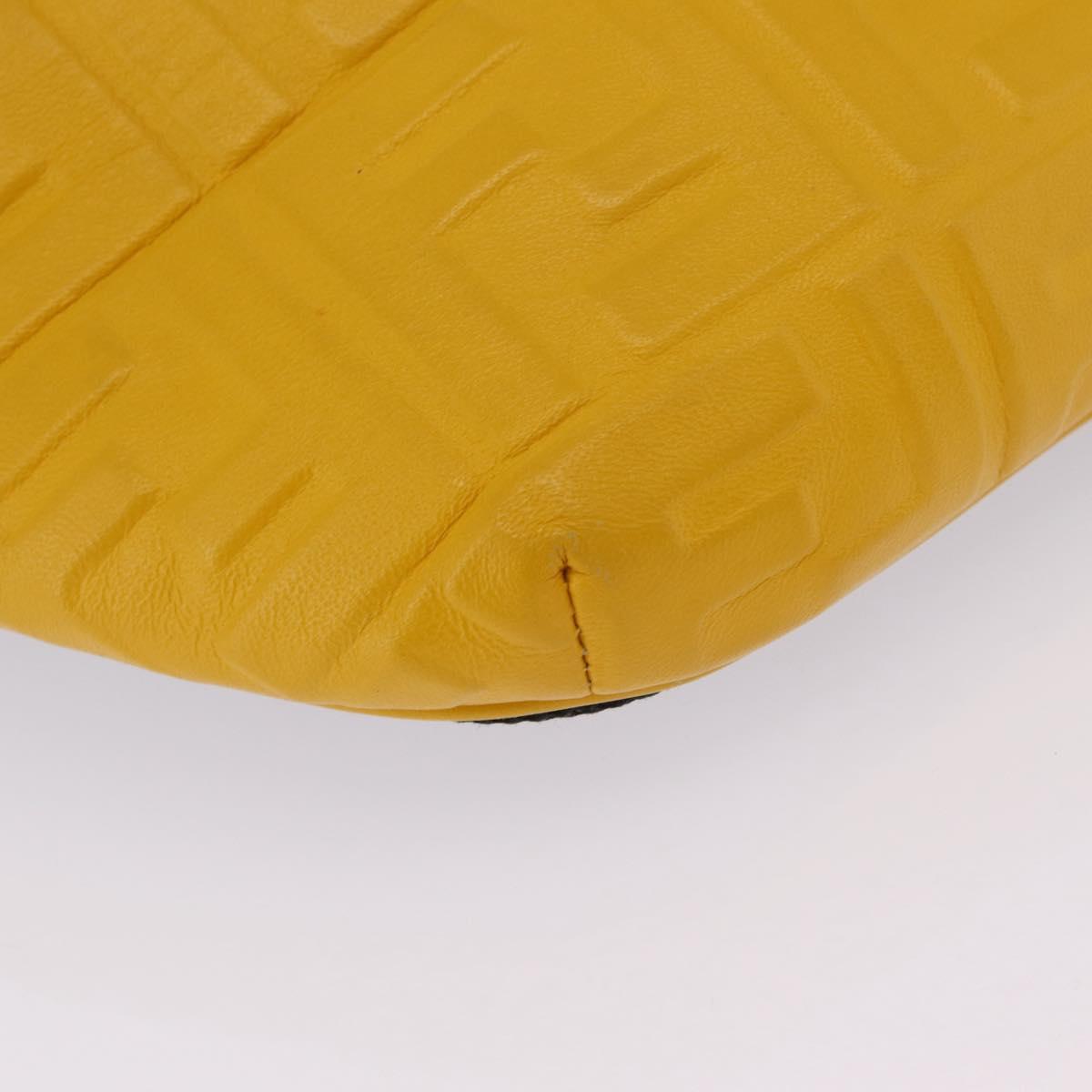 FENDI Zucca Waist Bag Leather Yellow Silver 7VA434 Auth BA16103A