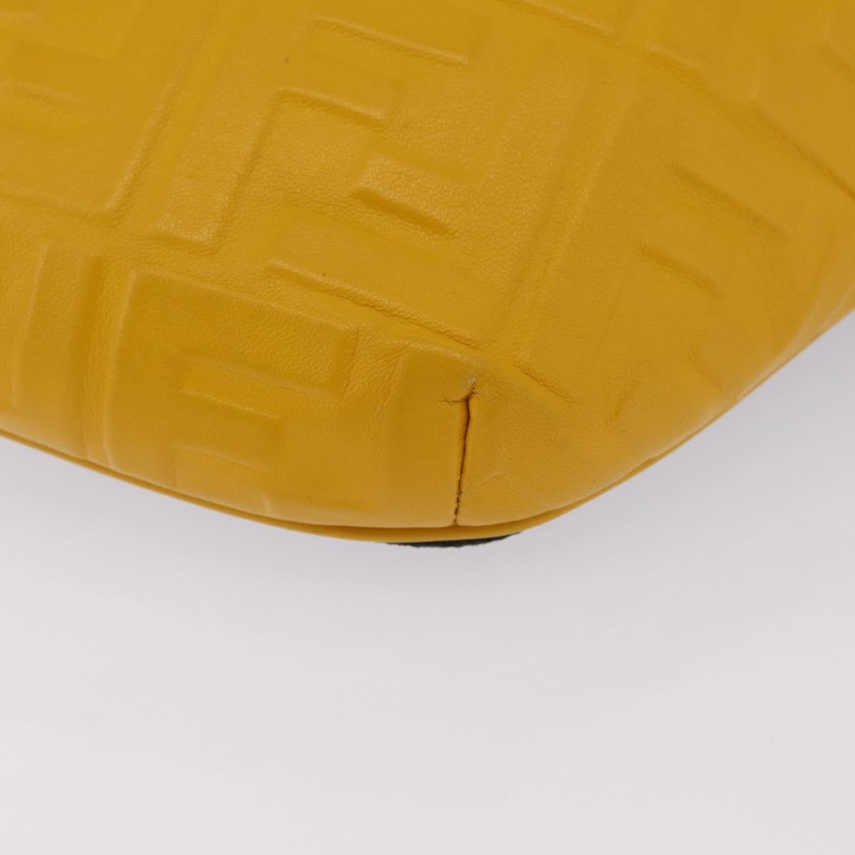 FENDI Zucca Waist Bag Leather Yellow Silver 7VA434 Auth BA16103A
