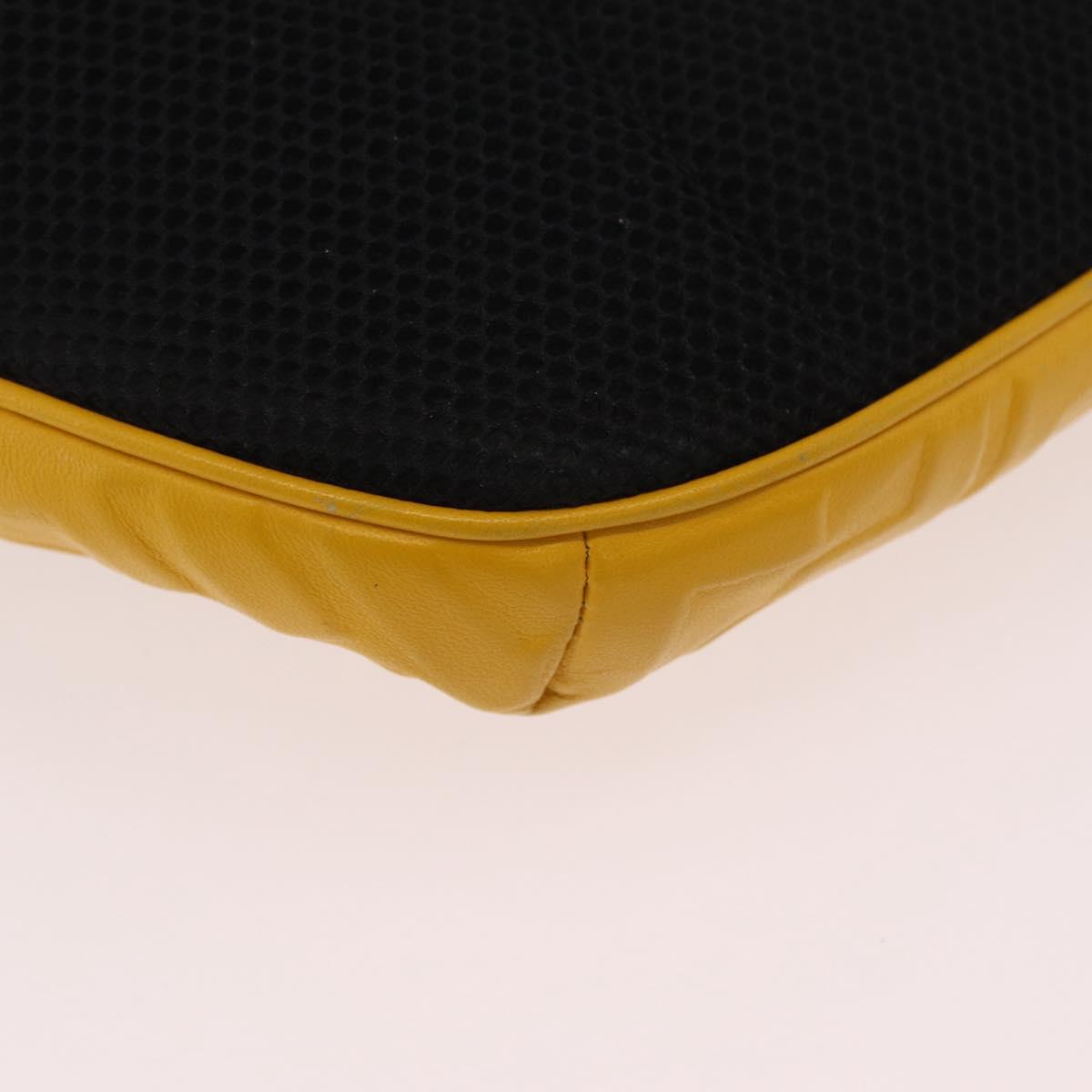 FENDI Zucca Waist Bag Leather Yellow Silver 7VA434 Auth BA16103A