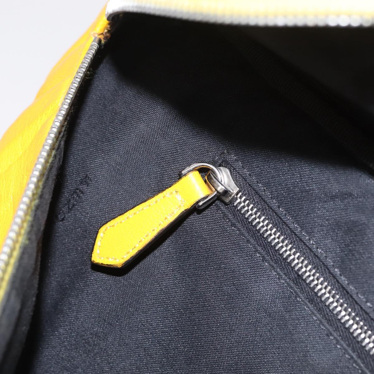 FENDI Zucca Waist Bag Leather Yellow Silver 7VA434 Auth BA16103A