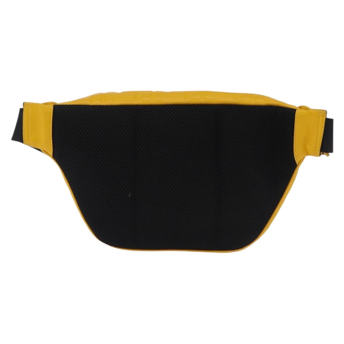 FENDI Zucca Waist Bag Leather Yellow Silver 7VA434 Auth BA16103A