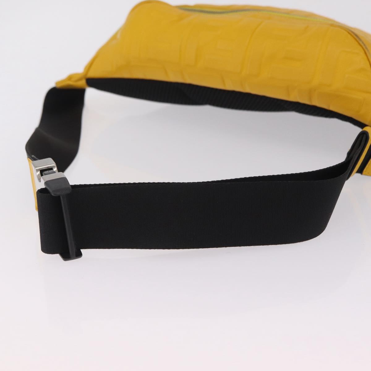 FENDI Zucca Waist Bag Leather Yellow Silver 7VA434 Auth BA16103A