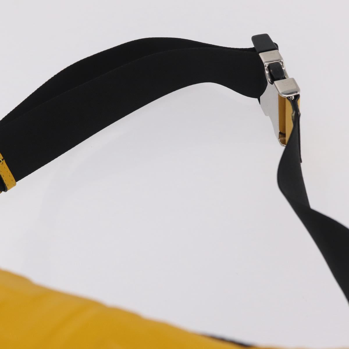FENDI Zucca Waist Bag Leather Yellow Silver 7VA434 Auth BA16103A