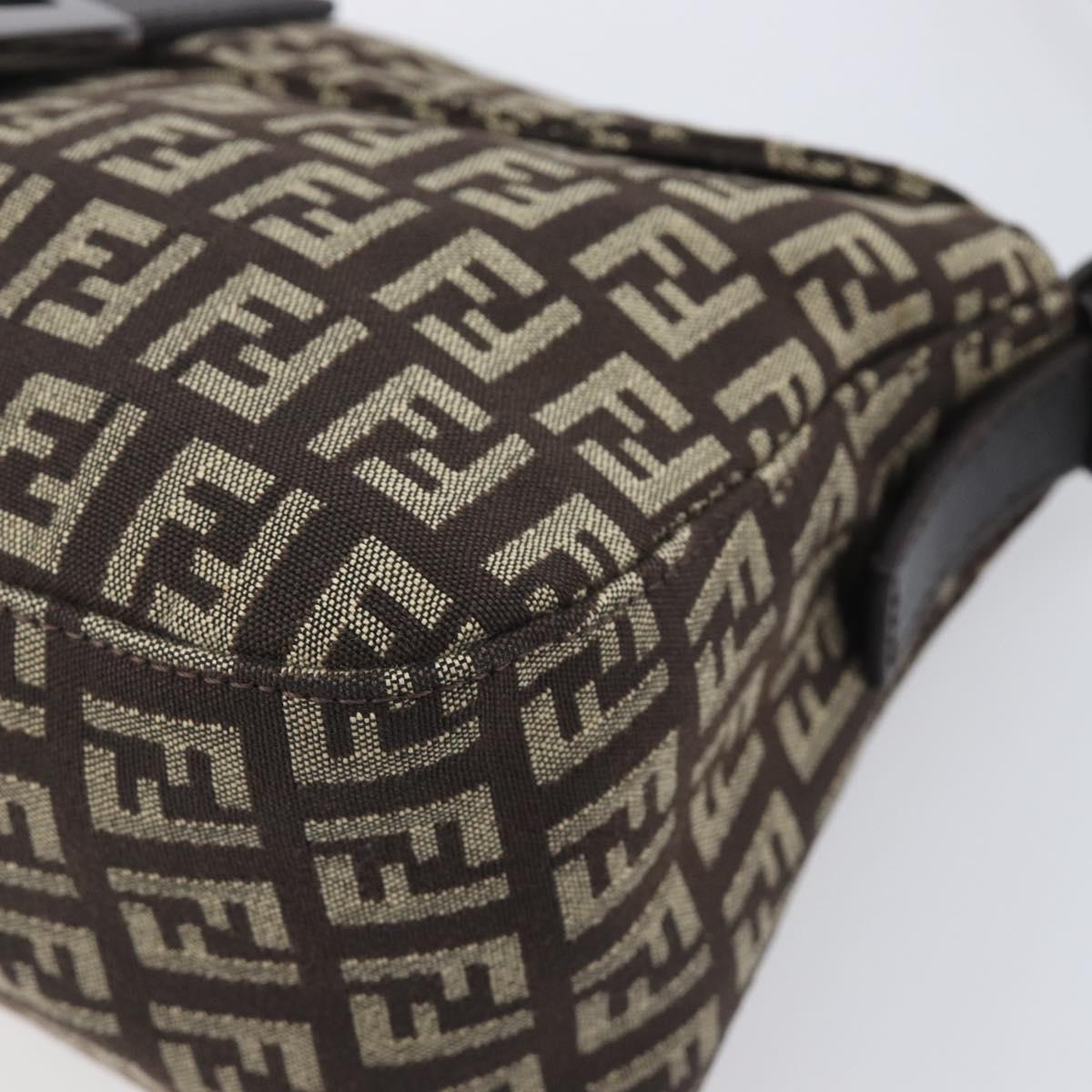 FENDI Zucchino Canvas Mamma Baguette Shoulder Bag Brown 8BR003 Auth BA16107
