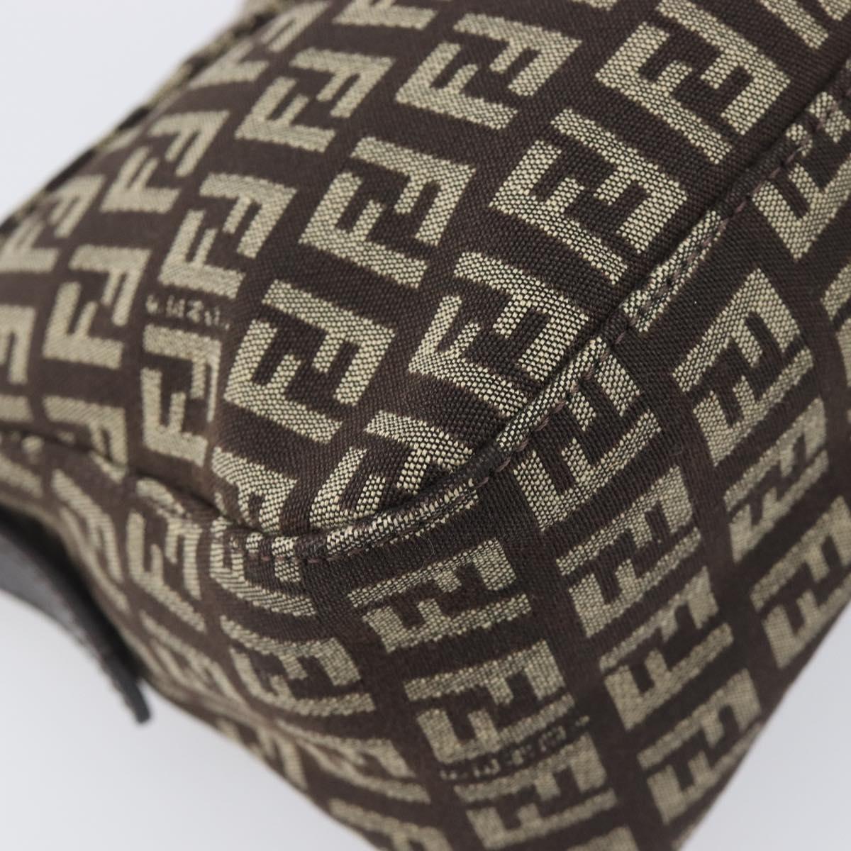 FENDI Zucchino Canvas Mamma Baguette Shoulder Bag Brown 8BR003 Auth BA16107