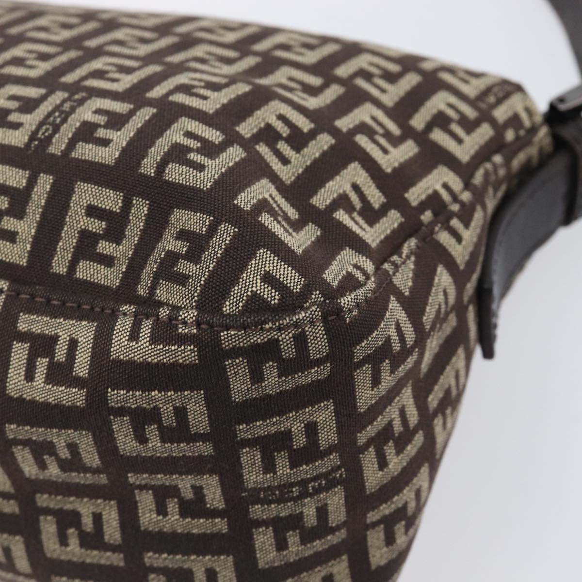 FENDI Zucchino Canvas Mamma Baguette Shoulder Bag Brown 8BR003 Auth BA16107