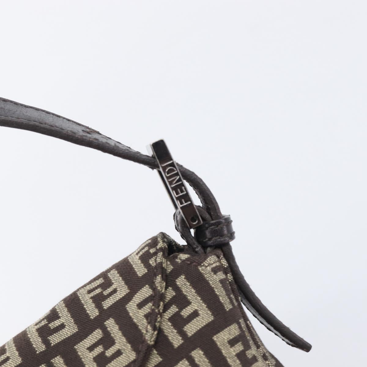 FENDI Zucchino Canvas Mamma Baguette Shoulder Bag Brown 8BR003 Auth BA16107