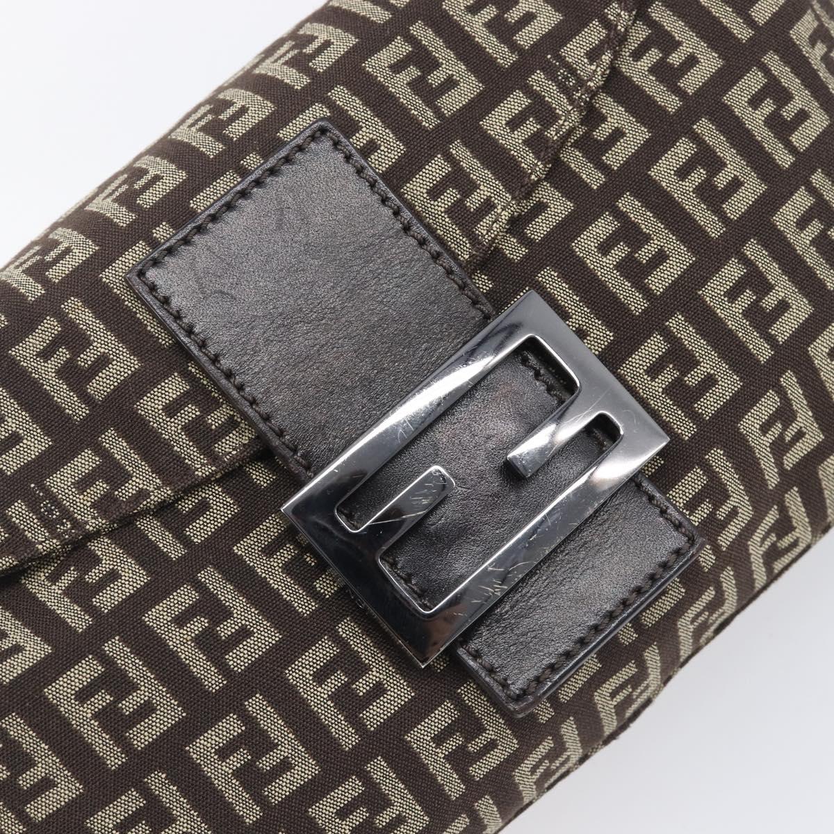 FENDI Zucchino Canvas Mamma Baguette Shoulder Bag Brown 8BR003 Auth BA16107