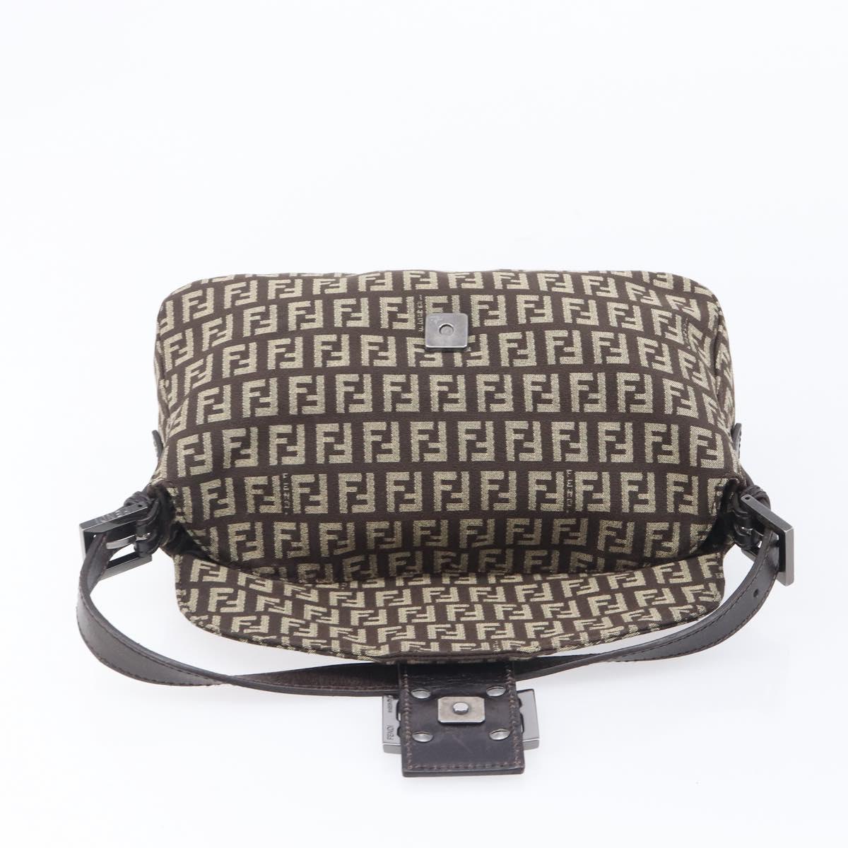 FENDI Zucchino Canvas Mamma Baguette Shoulder Bag Brown 8BR003 Auth BA16107