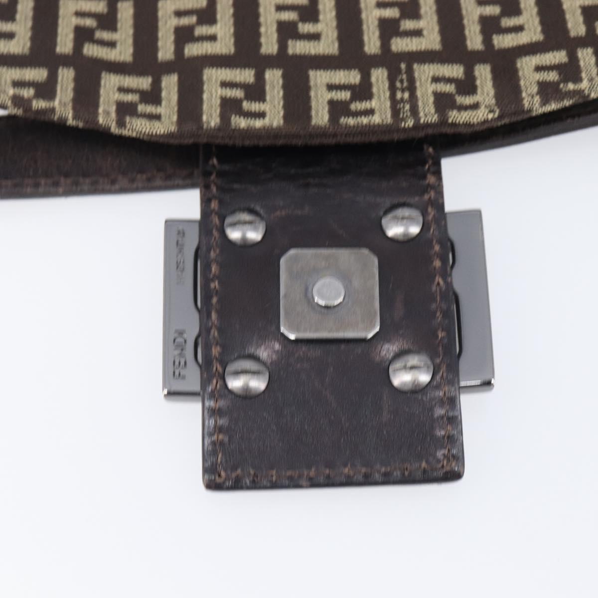 FENDI Zucchino Canvas Mamma Baguette Shoulder Bag Brown 8BR003 Auth BA16107