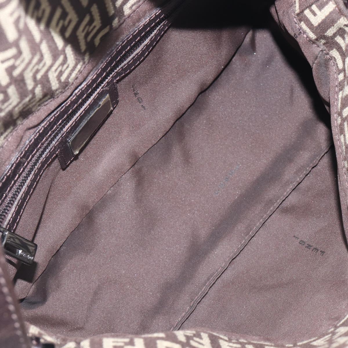 FENDI Zucchino Canvas Mamma Baguette Shoulder Bag Brown 8BR003 Auth BA16107