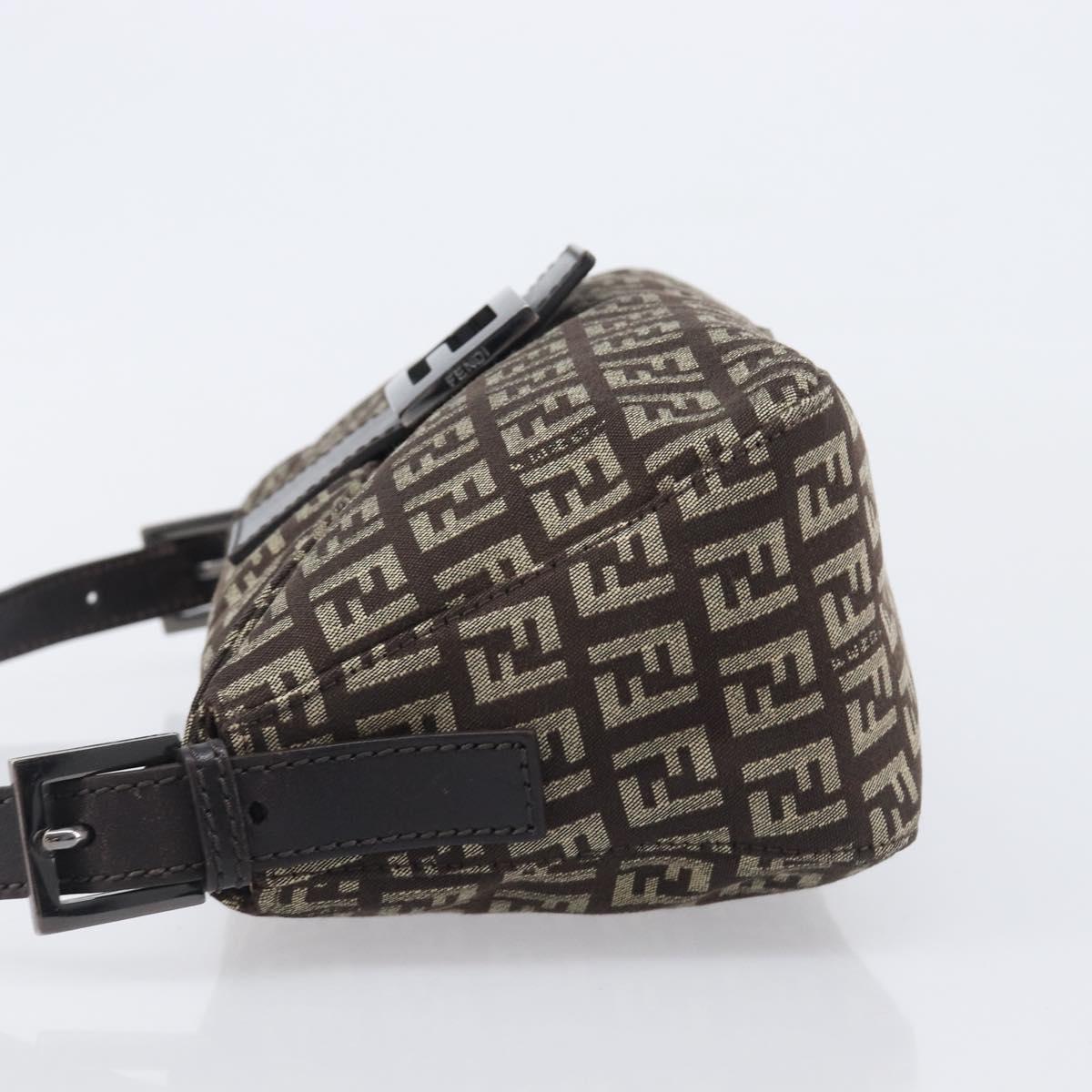 FENDI Zucchino Canvas Mamma Baguette Shoulder Bag Brown 8BR003 Auth BA16107