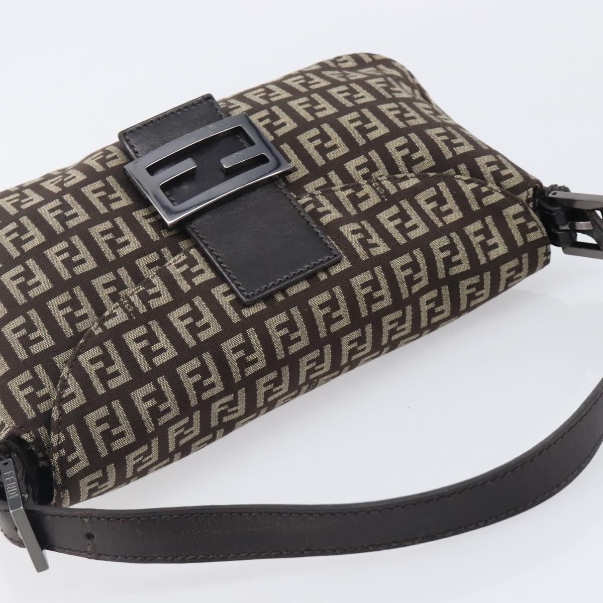FENDI Zucchino Canvas Mamma Baguette Shoulder Bag Brown 8BR003 Auth BA16107