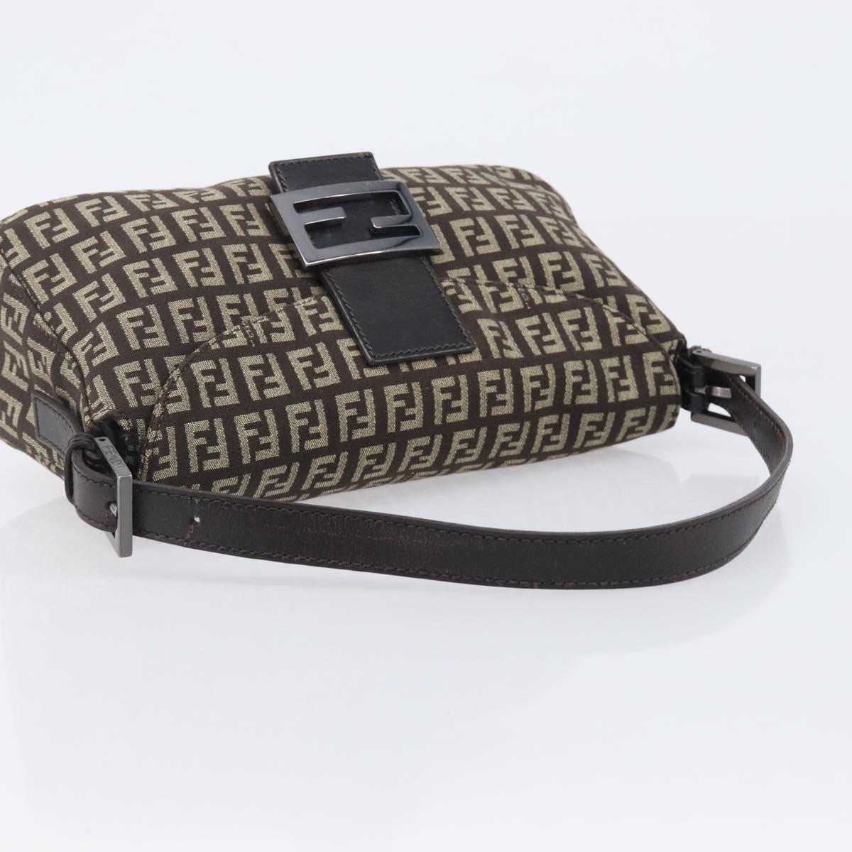 FENDI Zucchino Canvas Mamma Baguette Shoulder Bag Brown 8BR003 Auth BA16107