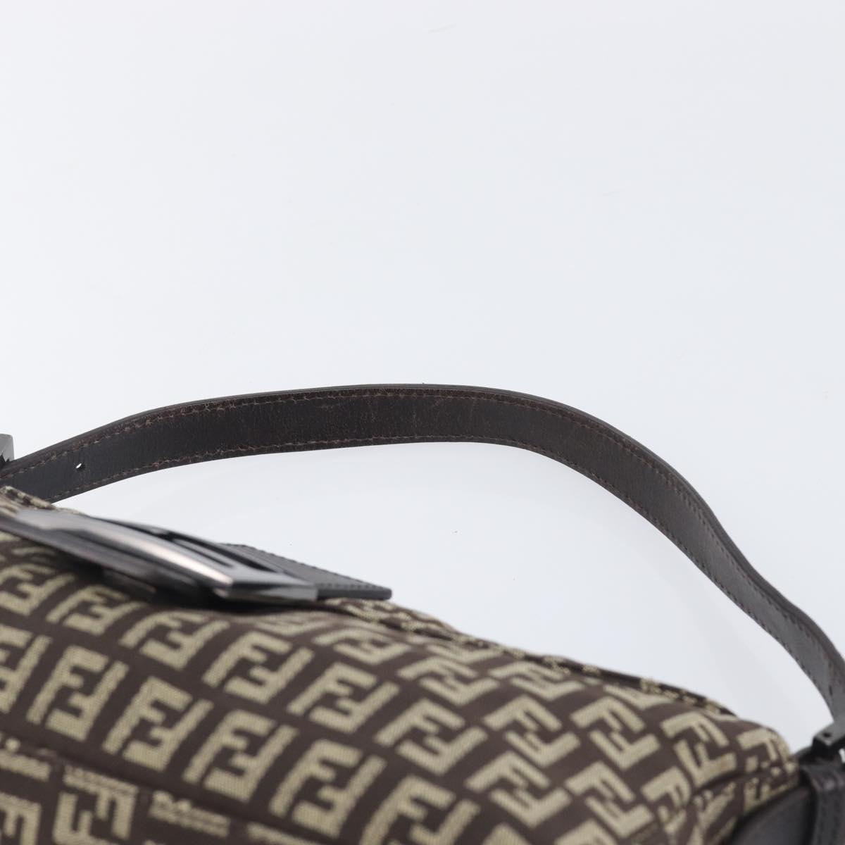 FENDI Zucchino Canvas Mamma Baguette Shoulder Bag Brown 8BR003 Auth BA16107