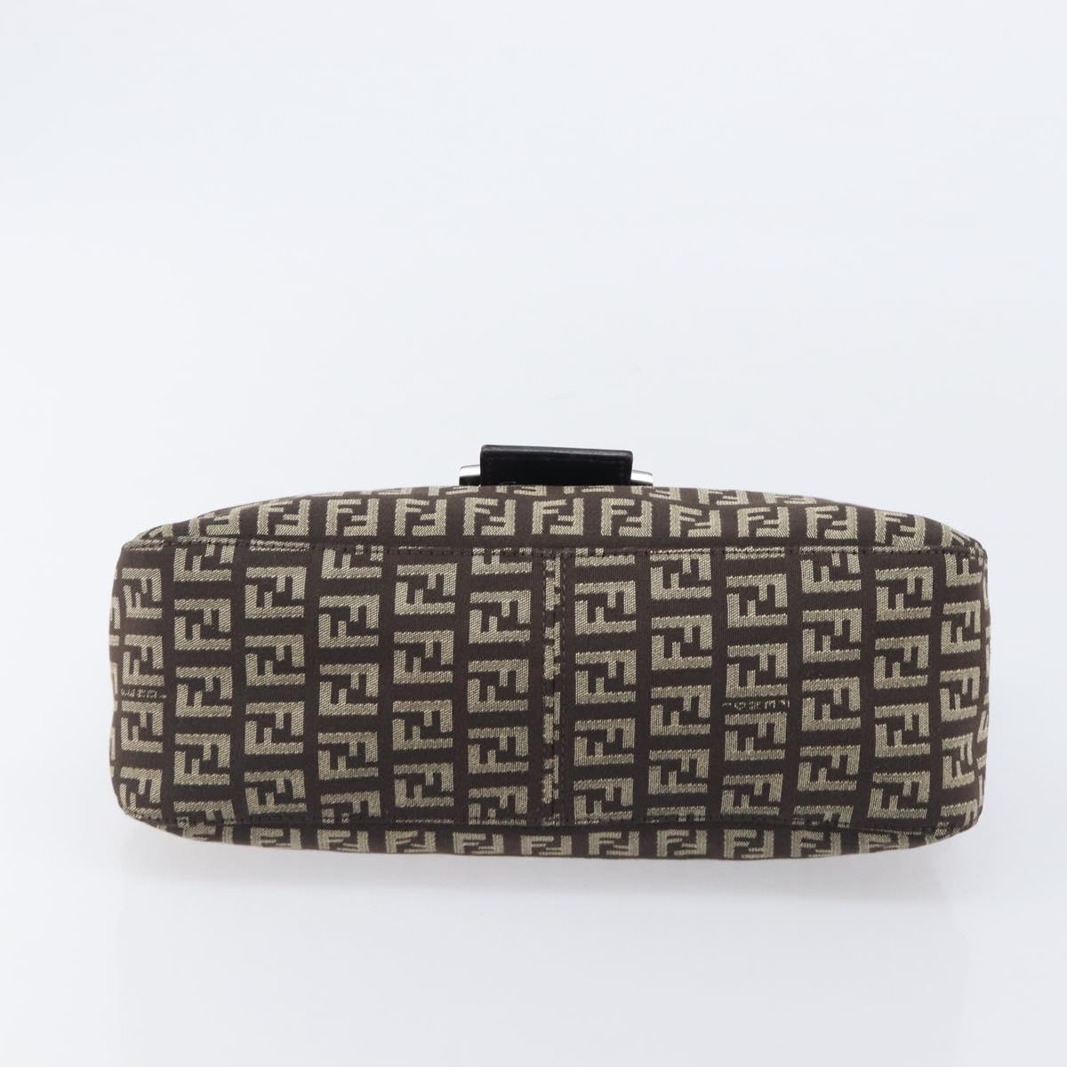 FENDI Zucchino Canvas Mamma Baguette Shoulder Bag Brown 8BR003 Auth BA16107