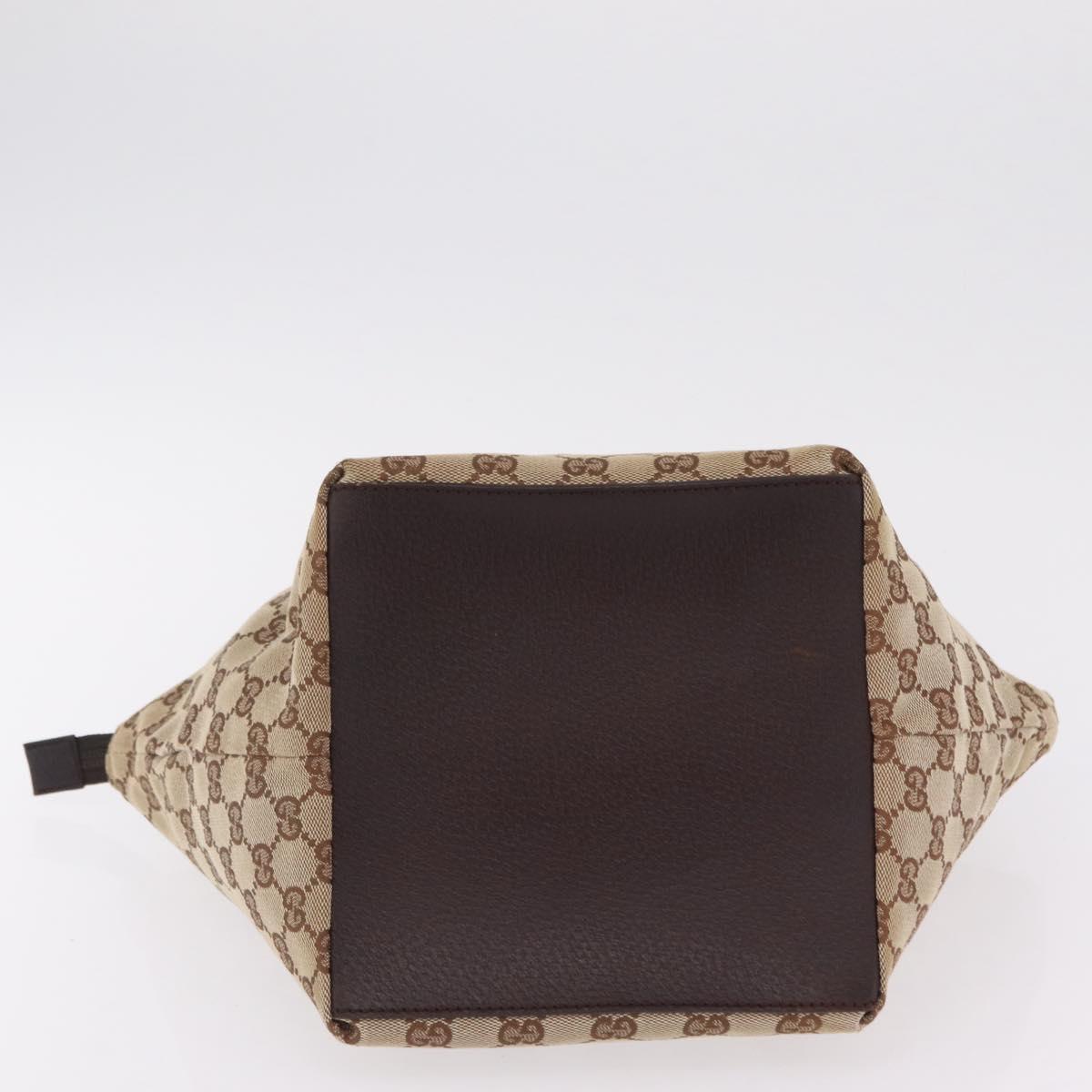 GUCCI GG Canvas Web Sherry Line Hand Bag Beige Silver 131228 Auth BA16110
