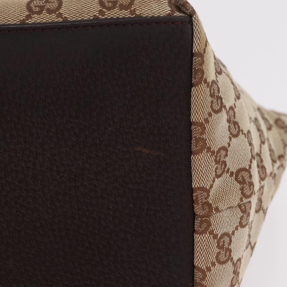 GUCCI GG Canvas Web Sherry Line Hand Bag Beige Silver 131228 Auth BA16110