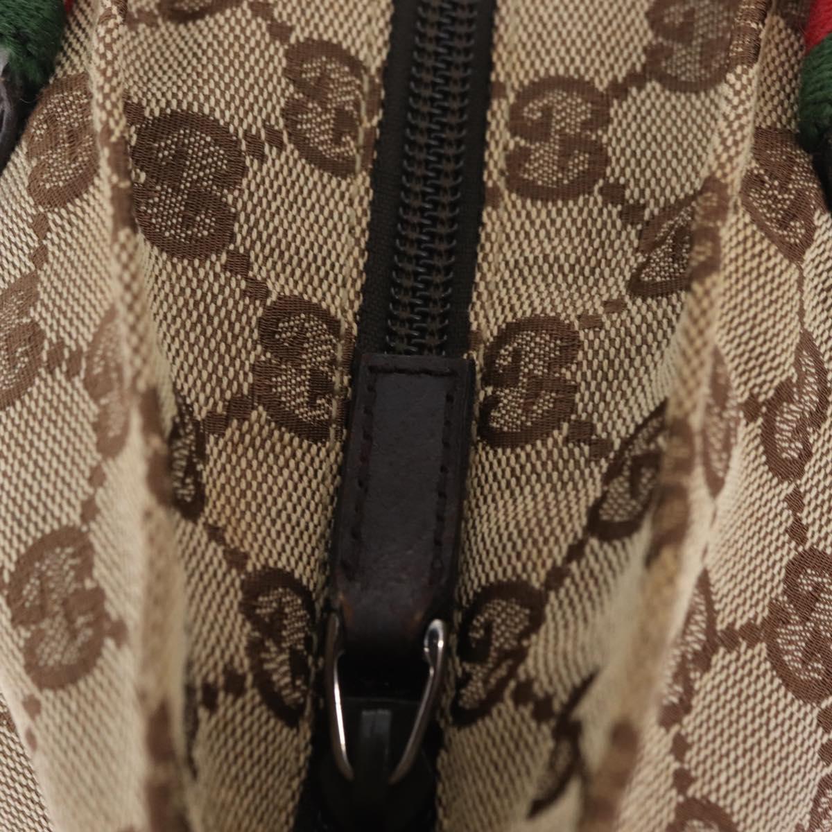 GUCCI GG Canvas Web Sherry Line Hand Bag Beige Silver 131228 Auth BA16110