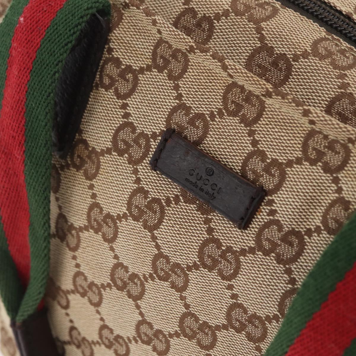 GUCCI GG Canvas Web Sherry Line Hand Bag Beige Silver 131228 Auth BA16110