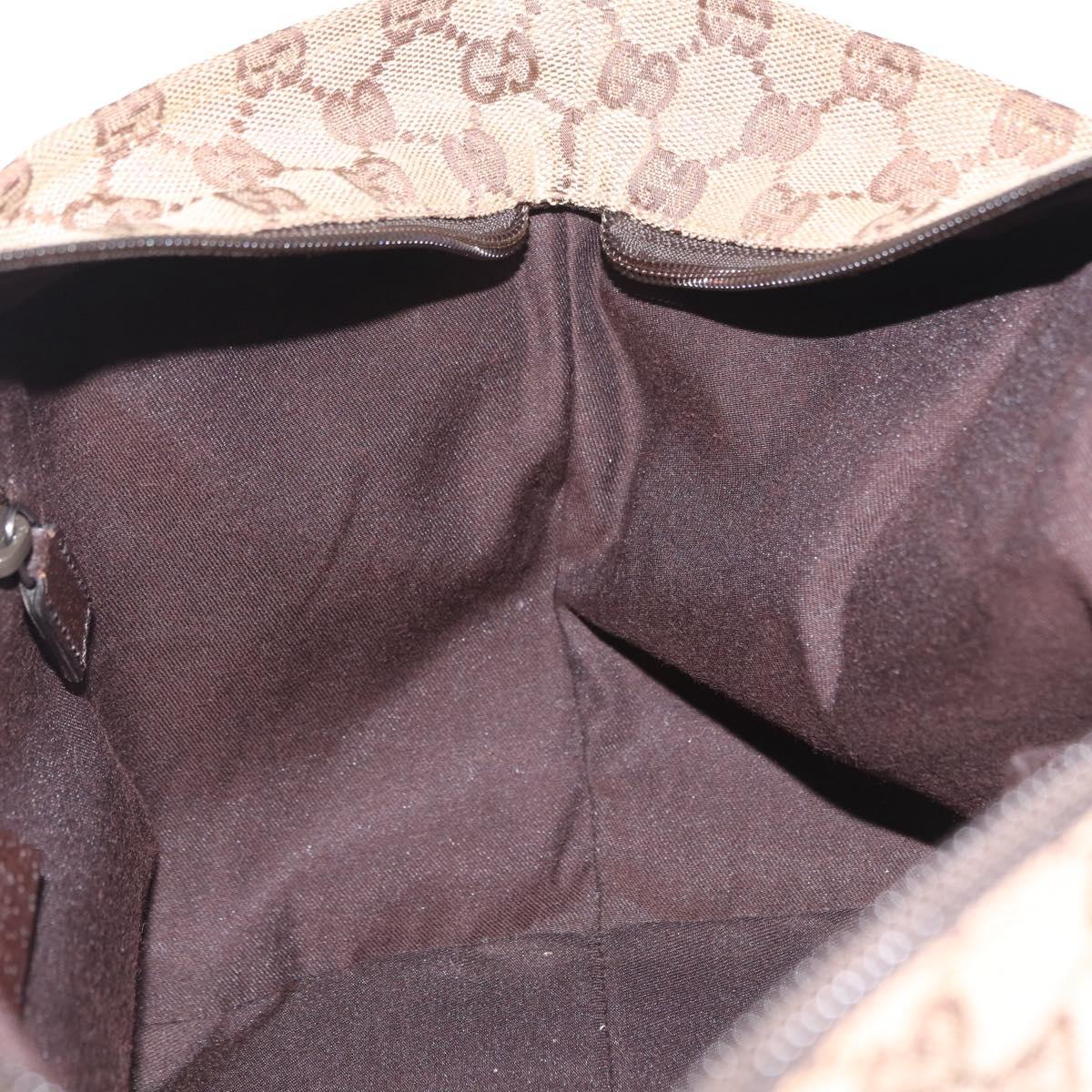 GUCCI GG Canvas Web Sherry Line Hand Bag Beige Silver 131228 Auth BA16110