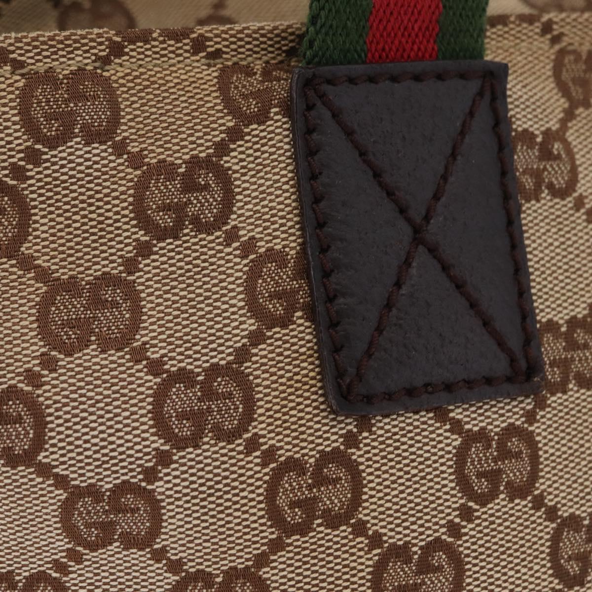 GUCCI GG Canvas Web Sherry Line Hand Bag Beige Silver 131228 Auth BA16110
