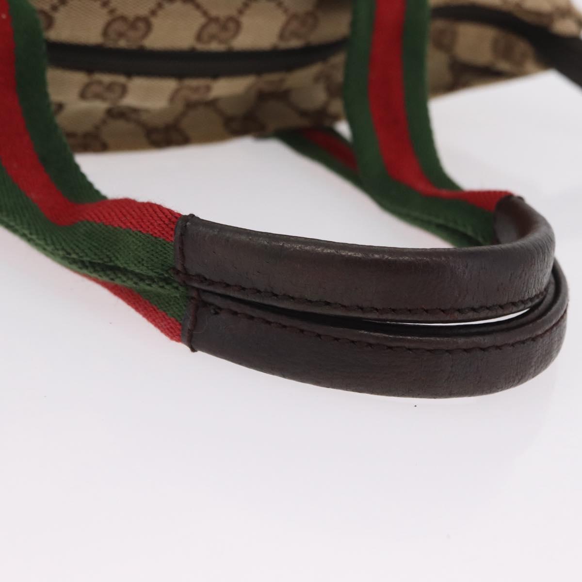 GUCCI GG Canvas Web Sherry Line Hand Bag Beige Silver 131228 Auth BA16110