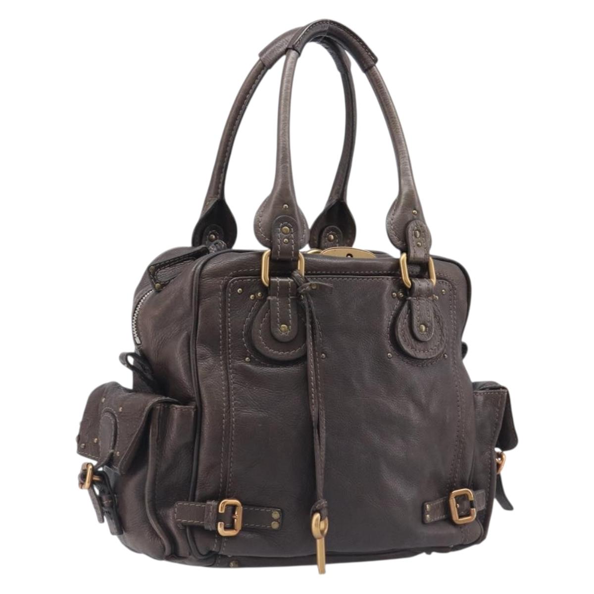 Chloe Paddington Hand Bag Leather Brown Gold Tone Auth BA16112V