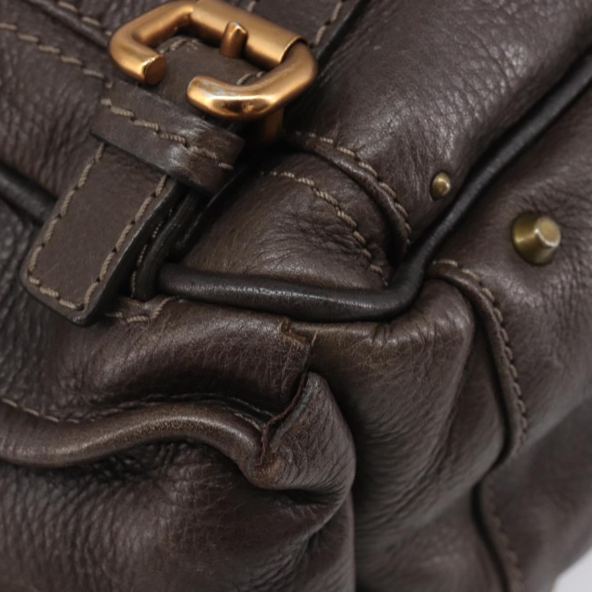 Chloe Paddington Hand Bag Leather Brown Gold Tone Auth BA16112V
