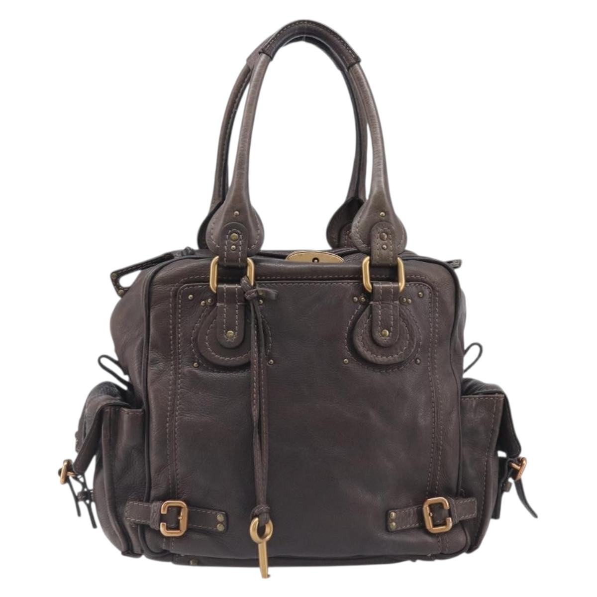 Chloe Paddington Hand Bag Leather Brown Gold Tone Auth BA16112V