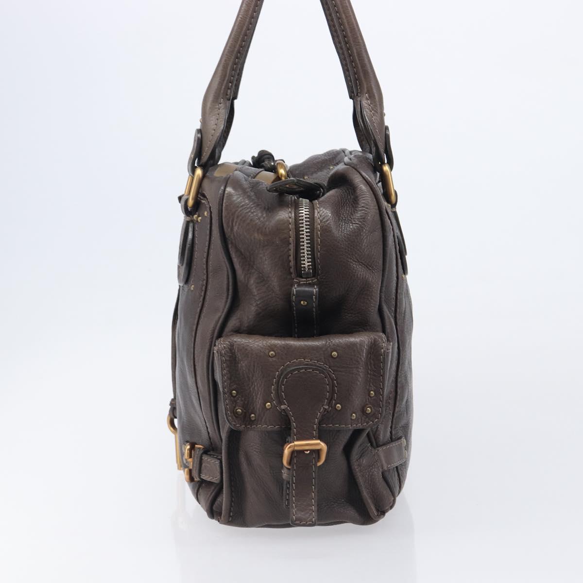 Chloe Paddington Hand Bag Leather Brown Gold Tone Auth BA16112V