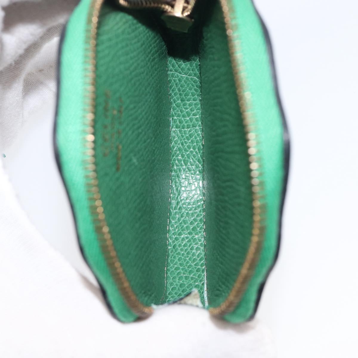 CELINE Coin Purse Leather Green Brown Auth BA16114V