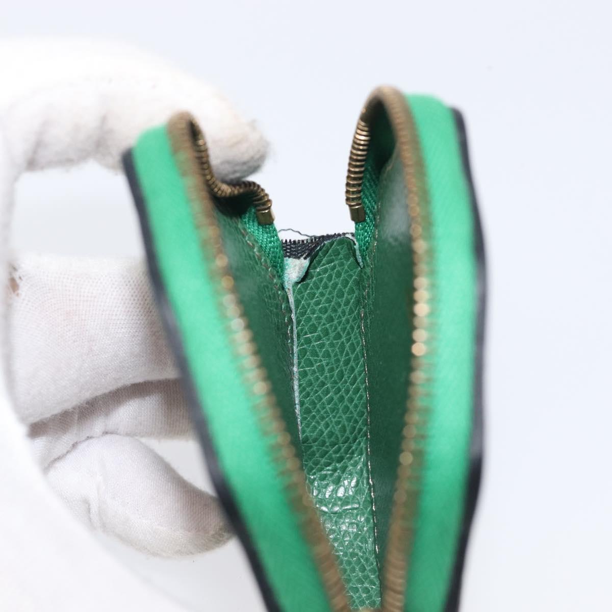 CELINE Coin Purse Leather Green Brown Auth BA16114V