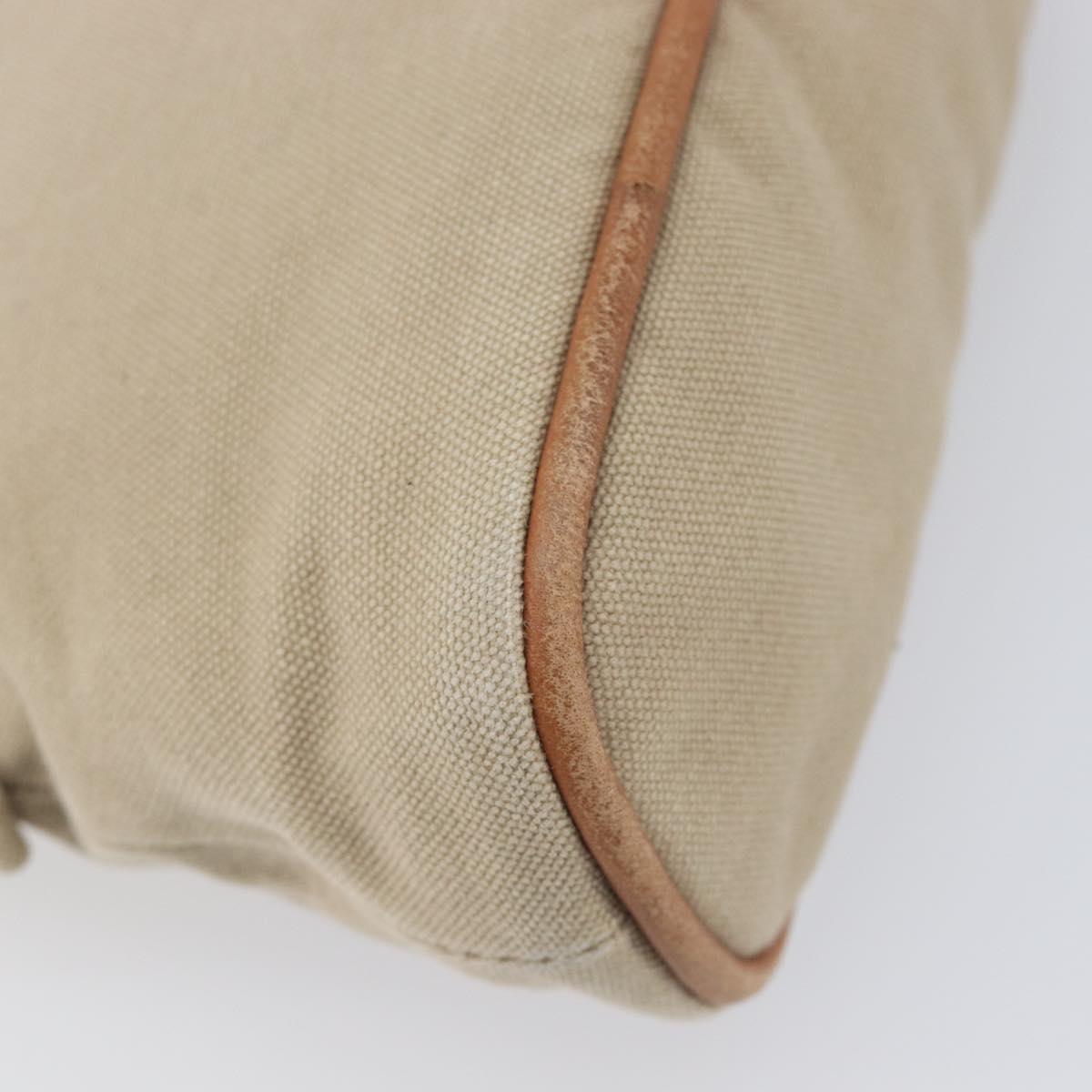 HERMES Bolide Pouch Canvas Beige Silver Auth BA16115