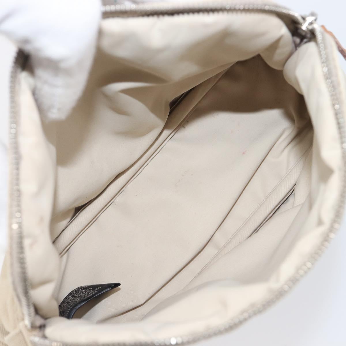 HERMES Bolide Pouch Canvas Beige Silver Auth BA16115