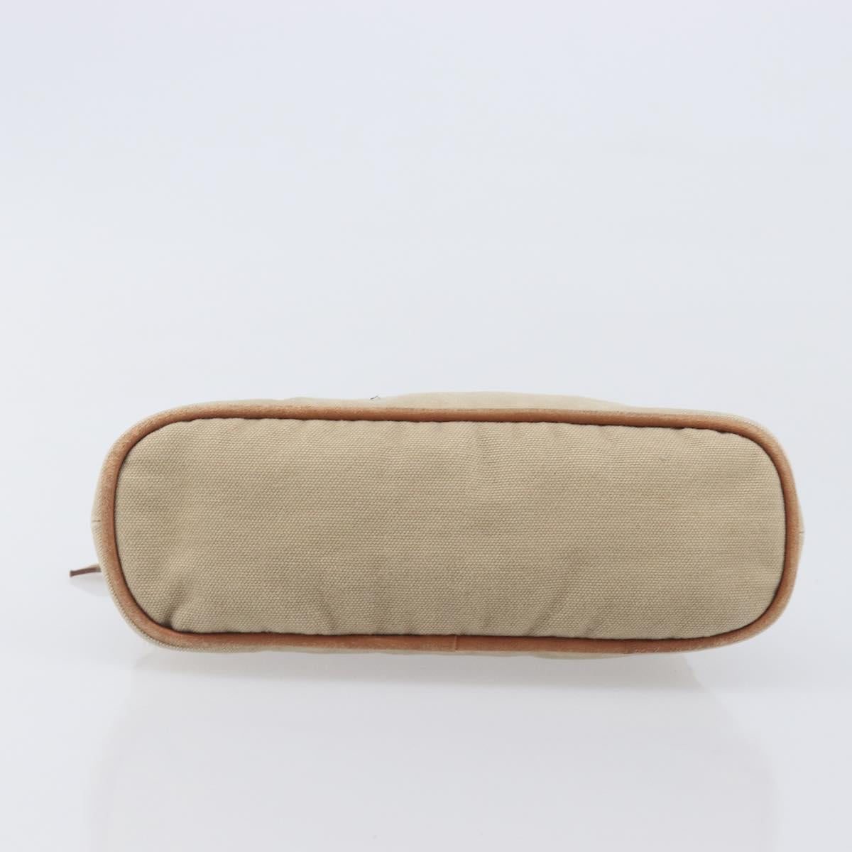HERMES Bolide Pouch Canvas Beige Silver Auth BA16115