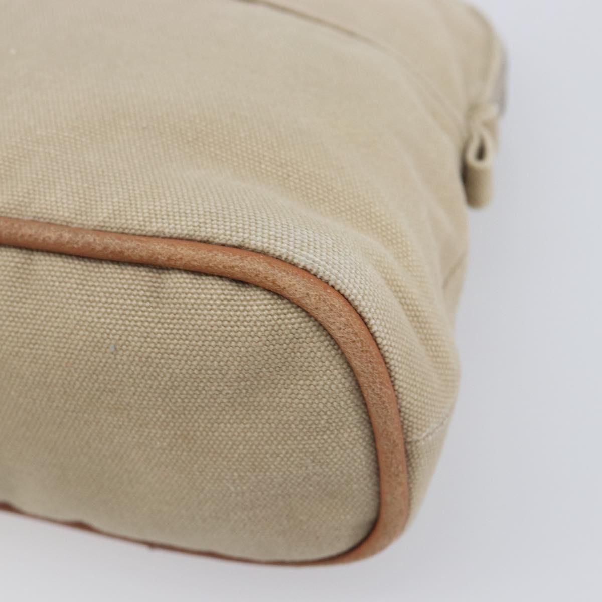 HERMES Bolide Pouch Canvas Beige Silver Auth BA16115