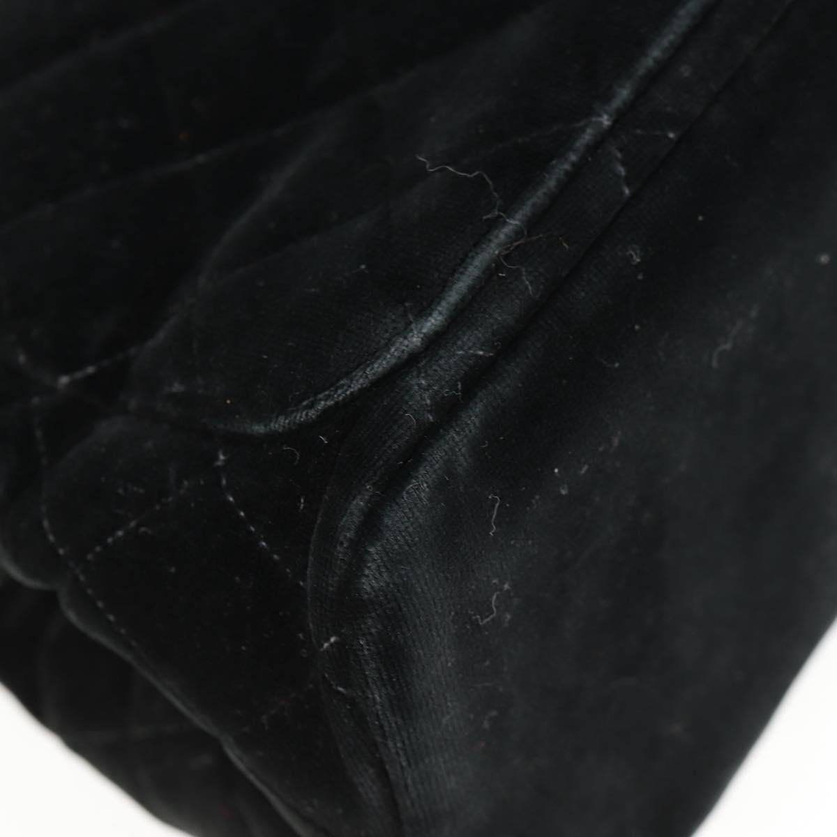 CHANEL Matelasse Hand Bag Suede Black Silver CC Auth BA1612