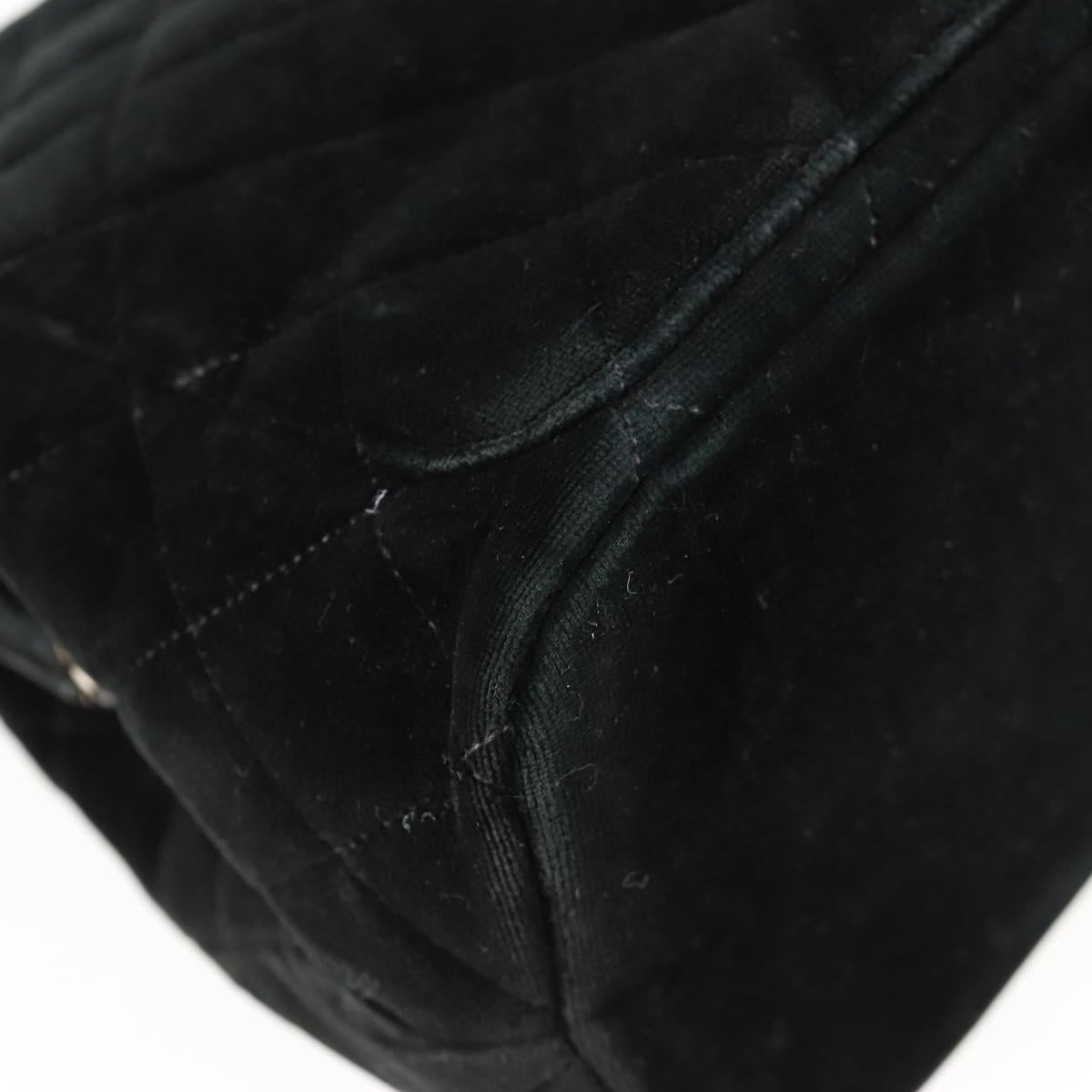 CHANEL Matelasse Hand Bag Suede Black Silver CC Auth BA1612