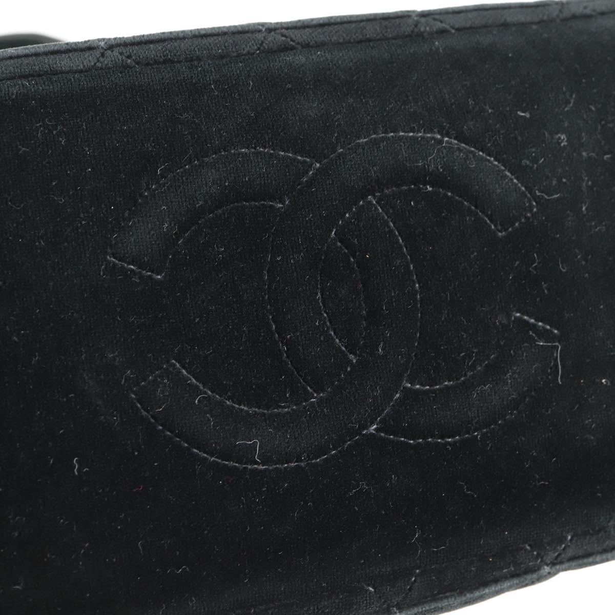 CHANEL Matelasse Hand Bag Suede Black Silver CC Auth BA1612
