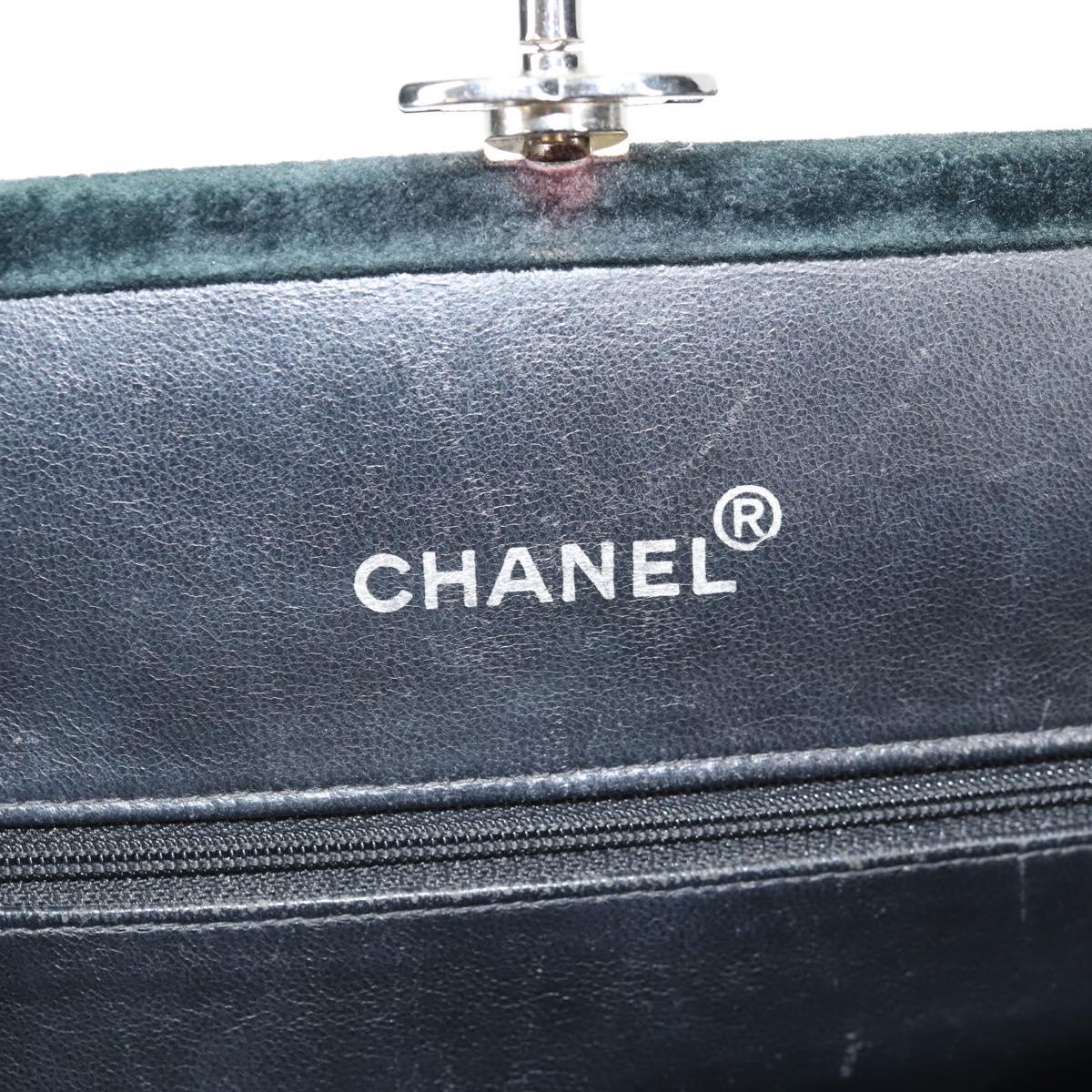 CHANEL Matelasse Hand Bag Suede Black Silver CC Auth BA1612