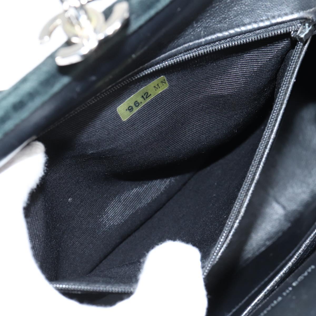 CHANEL Matelasse Hand Bag Suede Black Silver CC Auth BA1612