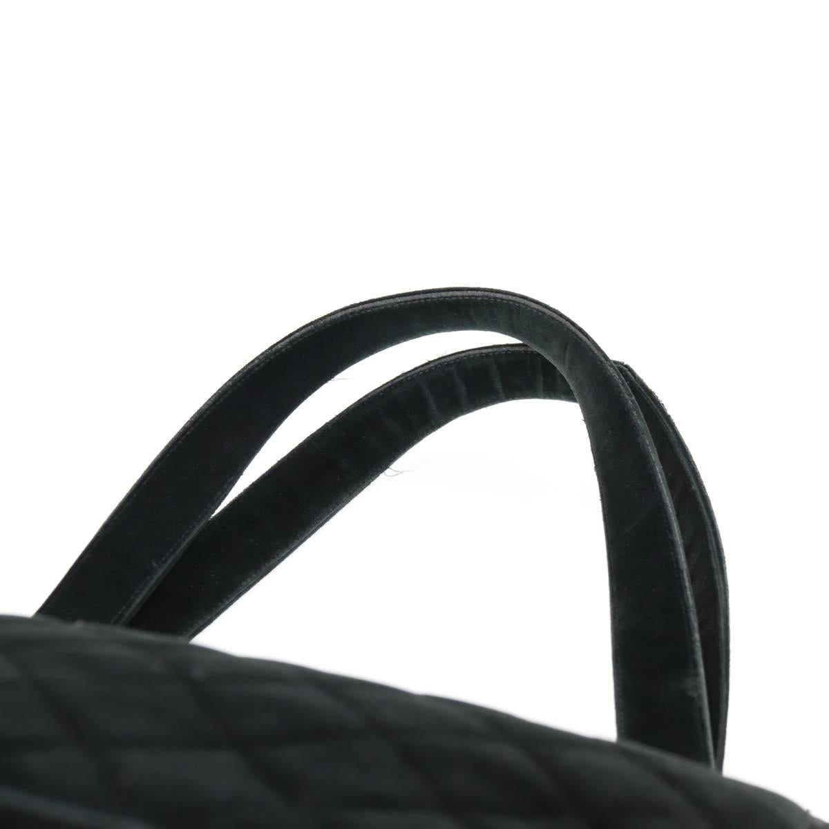 CHANEL Matelasse Hand Bag Suede Black Silver CC Auth BA1612