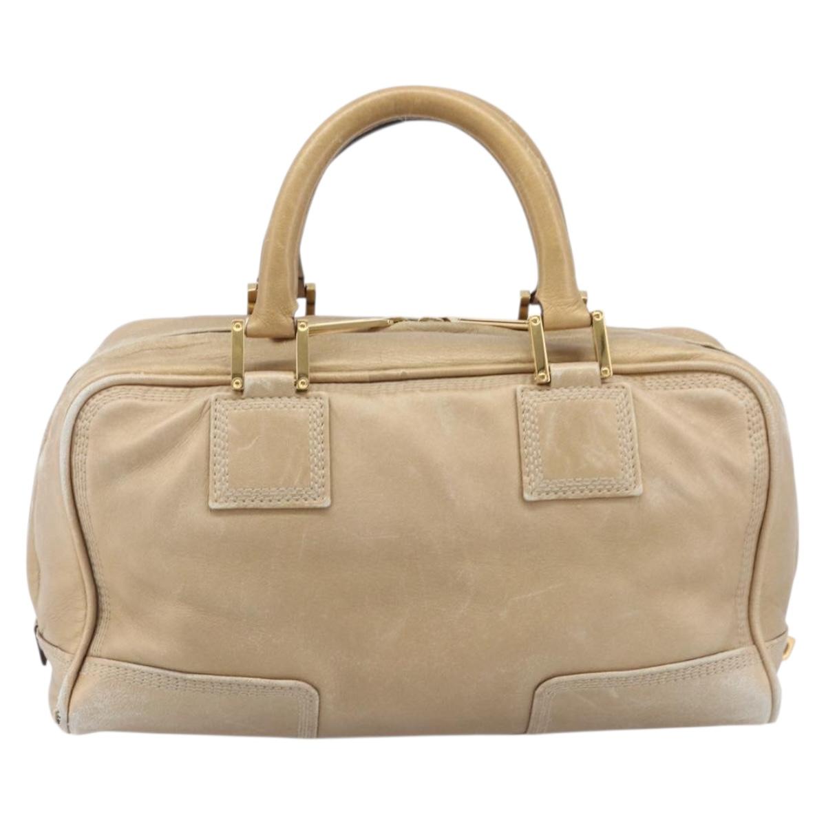 LOEWE Amazona 28 Hand Bag Leather Gold Auth BA16120