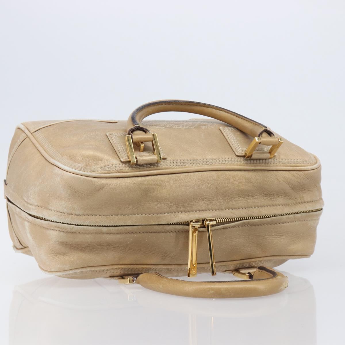 LOEWE Amazona 28 Hand Bag Leather Gold Auth BA16120