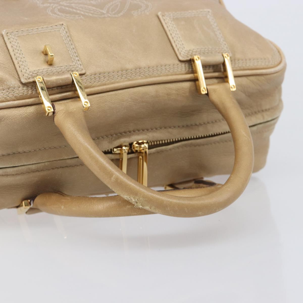LOEWE Amazona 28 Hand Bag Leather Gold Auth BA16120