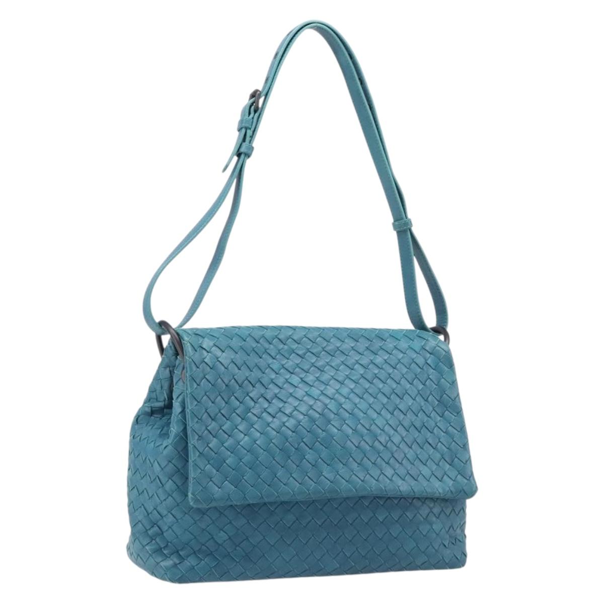 Bottega Veneta INTRECCIATO Shoulder Bag Leather Blue Auth BA16122A