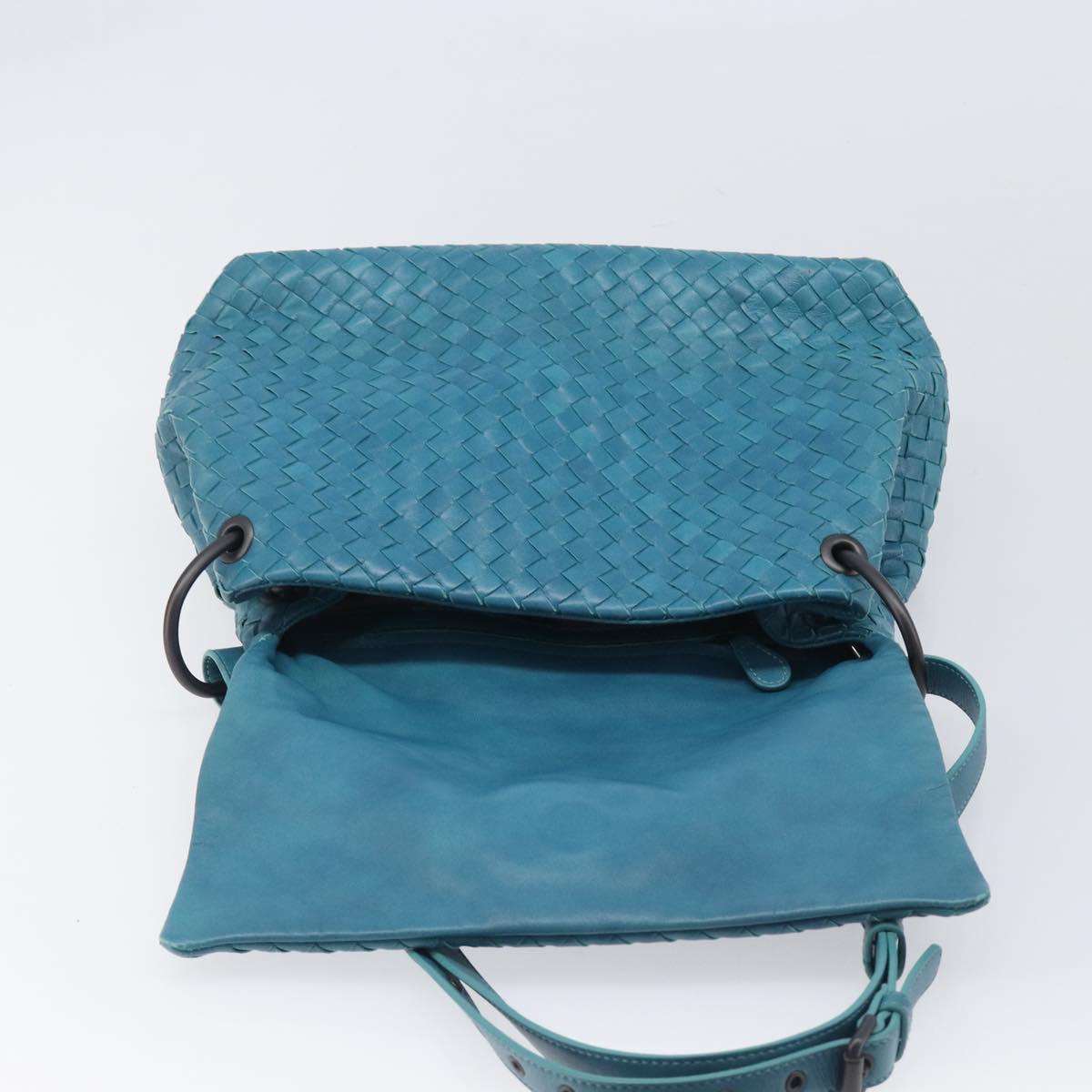 Bottega Veneta INTRECCIATO Shoulder Bag Leather Blue Auth BA16122A