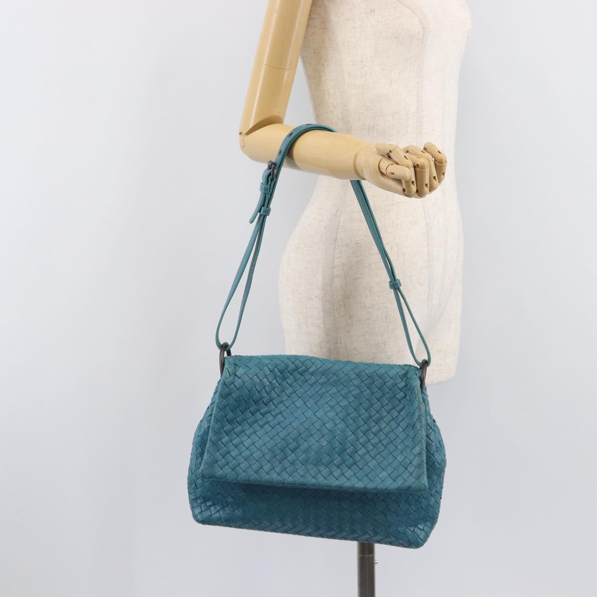 Bottega Veneta INTRECCIATO Shoulder Bag Leather Blue Auth BA16122A